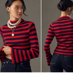 Maeve Striped Red and Black Women's Top